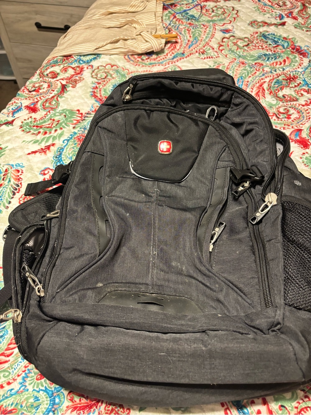 SwissGear Black Travel and Laptop Backpack with Red Logo